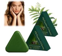 2pcs Nature Triangle Shampoo Bar, Nature Seven Green Soap Shampoo, Usman Grass shampoo Bar, Calming & Strengthens Hair for Women and Men