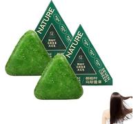 2Pcs Nature Triangle Shampoo Bar, Nature Seven Green Soap, Usman Grass Shampoing, Nourrissant Pousse Cheveux, Calming & Strengthens Hair