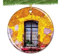 2Pcs Noël Ornement Mexique Pendentif | Noël Décoration Avec Ruban Doré Céramique Décorations Pour Bureau Vacances Maison