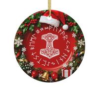 2Pcs Noël Ornement Mjöllnir Viking Et La Roue Runique Pendentif