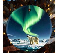 2Pcs Noël Pendentif Aurore Boréale Ours Blanc Hanging | Noël Ornement Avec Ruban Doré Céramique Décorations Pour Maison Fête Vacances