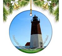 2Pcs Noël Pendentif Phare De Point Judith, Île Ornements