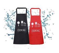2PCS Noël Tablier de Cuisine, Unisexe Tablier Étanche avec Poches, Tablier Réglable Universelle pour BBQ, Restaurant, Boulanger