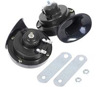 2pcs Noir 12v Klaxon Voiture 300db Klaxon De Train Klaxons De Corne D'escargot Électrique Étanche Klaxon À Air Puissant Super Klaxons Camion Train Auto Moto Bateau