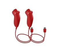 Accessoire pour manette Qumox 2pcs Nunchuk rouge compatible pour Manette Nintendo Wii -