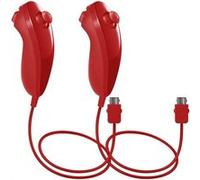 Accessoire pour manette Qumox 2pcs Nunchuk rouge compatible pour Manette Nintendo Wii -