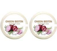 2PCS Oignon Shampooing Savon, 60g Onion Biotin Shampoo Bar, Shampoing Solide à l'oignon et à la Biotine avec Romarin, Naturel, pour hommes et femmes