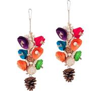 2PCS Oiseau Perroquet Recherche de nourriture Shredder Hanging Toys Boules en bois Avec des pommes de pin Pour les petits perroquets Perruches Nymphes Oiseaux d'amour
