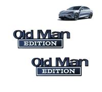 2pcs Old Man Edition Car Emblem 3D Metal Sticker Badge,Funny Old Man Edition Emblem for Side, Tailgate, Bumper,Weatherproof Nameplate Decal for Car Truck Motorcycle (Black White)