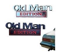 2Pcs Old Man Edition Car Emblem, 3D Metal Sticker Badge Old Man Edition Car Emblem, Funny Waterproof Car Decal Metal Badge Rust-Proof, Easy to Apply and Clean, for Car Truck SUV RV (B+C)