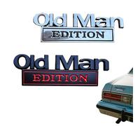 2Pcs Old Man Edition Car Emblem, 3D Metal Sticker Badge Old Man Edition Car Emblem, Funny Waterproof Car Decal Metal Badge Rust-Proof, Easy to Apply and Clean, for Car Truck SUV RV (A+C)