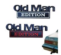2Pcs Old Man Edition Car Emblem, 3D Metal Sticker Badge Old Man Edition Car Emblem, Funny Waterproof Car Decal Metal Badge Rust-Proof, Easy to Apply and Clean, for Car Truck SUV RV (C+D)