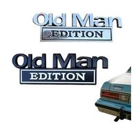 2Pcs Old Man Edition Car Emblem, 3D Metal Sticker Badge Old Man Edition Car Emblem, Funny Waterproof Car Decal Metal Badge Rust-Proof, Easy to Apply and Clean, for Car Truck SUV RV (A+D)
