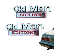 2Pcs Old Man Edition Car Emblem, 3D Metal Sticker Badge Old Man Edition Car Emblem, Funny Waterproof Car Decal Metal Badge Rust-Proof, Easy to Apply and Clean, for Car Truck SUV RV (2*B)