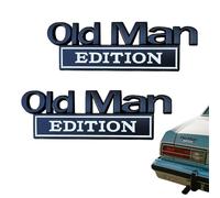 2Pcs Old Man Edition Car Emblem, 3D Metal Sticker Badge Old Man Edition Car Emblem, Funny Waterproof Car Decal Metal Badge Rust-Proof, Easy to Apply and Clean, for Car Truck SUV RV (2*D)