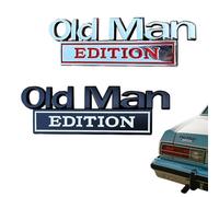 2Pcs Old Man Edition Car Emblem, 3D Metal Sticker Badge Old Man Edition Car Emblem, Funny Waterproof Car Decal Metal Badge Rust-Proof, Easy to Apply and Clean, for Car Truck SUV RV (B+D)