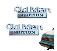 2Pcs Old Man Edition Car Emblem, 3D Metal Sticker Badge Old Man Edition Car Emblem, Funny Waterproof Car Decal Metal Badge Rust-Proof, Easy to Apply and Clean, for Car Truck SUV RV (2*A)