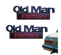 2Pcs Old Man Edition Car Emblem, 3D Metal Sticker Badge Old Man Edition Car Emblem, Funny Waterproof Car Decal Metal Badge Rust-Proof, Easy to Apply and Clean, for Car Truck SUV RV (2*C)