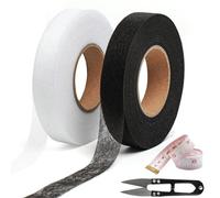2Pcs Ourlet Thermocollant Bande 20MM 140 Yards Thermocollante Ourlet Ruban Pour Ourlet Bande Rideau Avec des Ciseaux à Ruban à Mesurer Souples Pour Assembler Des Tissus Pantalons Rideaux Vêtements