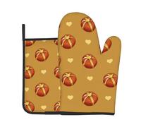2Pcs Oven Mitts and Pot Holders Pain Beurré Oven Gloves Résistant À La Chaleur Imprimer Baking Mittens, pour Four, Patisserie, Cuisson