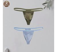 2pcs/Pack String T-Back pour hommes, sous-vêtements de sport décontractés sexy de couleur unie à la mode, string en tricot confortable et doux à taille basse pour hommes L,M,S,XSUnicoloreTissu tricoté