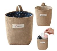 2PCS Panier Suspendu Rangement avec Poignée Panier de Rangement Bebe en Lin Sac de Rangement Suspendu pour Peluche Jouets Maquillage Petites Affaires Clés 13.5 * 12CM