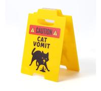 2pcs Panneau d'Avertissement Drôle de Vomi de Chat, Panneau d'Avertissement Humoristique Vomi Chat Avertissement Vomissement d'Animal Compagnie Cadeaux Nouveauté pour les Amoureux Animaux (Jaune)