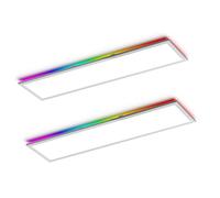 2pcs Panneau LED 100x25cm, RGB + 3000-6500K Plafonnier LED Dimmable, 30W Luminaire Plafonnier avec Télécommande, Dalle Plafond avec Lumière nocturne/Minuterie pour Chambre, Cuisine, Salon Bureau