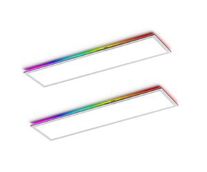 2pcs Panneau LED 100x25cm, RGB + 3000-6500K Plafonnier LED Dimmable, 30W Luminaire Plafonnier avec Télécommande, Dalle Plafond avec Lumière nocturne/Minuterie pour Chambre, Cuisine, Salon Bureau