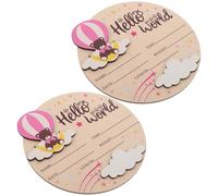 2pcs Panneau Nominatif en Bois Rond Rose pour Naissance | Photo du Premier Jour, Annonce de Naissance et Souvenir, Design Intemporel, Usage Hôpital et Baby Shower