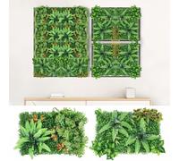 2Pcs Panneaux De Plantes Artificielles, Mur Vegetal Artificiel, Mur d'herbe Panneau de Fond Artificiel Décoration pour Intérieur et Extérieur Mariage Jardin Murale DIY Pelouse 40 x 60 cm