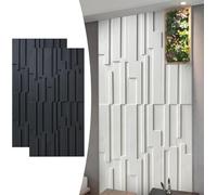 2pcs Panneaux Muraux 3D en PU pour Décoration Murale Intérieure, Panneau De Revêtement Décoratif Texturé en Mosaïque 47''x24'', Panneaux De Revêtement Mur, Black