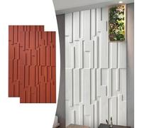 2pcs Panneaux Muraux 3D en PU pour Décoration Murale Intérieure, Panneau De Revêtement Décoratif Texturé en Mosaïque 47''x24'', Panneaux De Revêtement Mur, Red