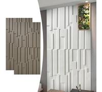 2pcs Panneaux Muraux 3D en PU pour Décoration Murale Intérieure, Panneau De Revêtement Décoratif Texturé en Mosaïque 47''x24'', Panneaux De Revêtement Mur, Curry