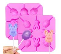 2pcs Pâques silicone lollipop moule, Thème de Pâques silicone lollipop moule, 3D Pâques silicone lollipop moule, pour Pâques créatif DIY, réutilisable