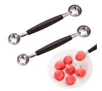 2PCS Paquet de Cuillère À Boule de Melon À Fruits Double Face, cuillère à creuser double face en acier inoxydable,Forme boule de melon - Cuillère Parisienne de Melon 2 en 1