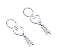 2Pcs Paris Tour Eiffel en Forme de Coeur Porte-clés Décapsuleur 3D Multifonctionnel Français Monument Ouvre-bouteille Souvenir de Paris