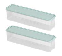 2pcs Pasta Conteneurs de rangement, 12x3x3 pouces de qualité alimentaire Spaghetti Nouilles Nouilles avec couvercle, support pâtes empilable pour le réfrigérateur, garde-manger cuisine |.Stocka