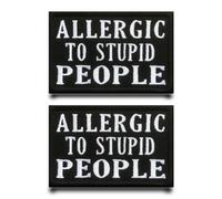 2pcs Patch Drapeau ALLERGIC TO STUPID PEOPLE Allergie Aux Gens Stupides Drôle Badges Appliques Brodé Tactical,Anneaux Crochets Patch Pour Sac À Dos,Vêtements,Sacs,Jeans,Gilets,Vestes,Chapeau