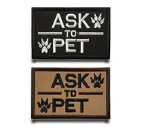 2pcs Patch Drapeau Ask To Pet Militaire Badges Appliques Brodé Tactical Patch,Anneaux Crochets Drôle Chien Service Patch Pour Chien Gilets,Vestes,Chapeau,Sacs,Jeans,Sac À Dos,Vêtements