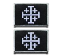 2pcs Patch Drapeau Bouclier Croisé Des Templiers Brodé Tactical Patch,Militaire Badges Appliques Anneaux Crochets Drôle Patch Pour Gilets,Sacs,Jeans,Sac À Dos,Vêtements,Vestes,Chapeau