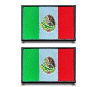 2pcs Patch Drapeau Mexique Tactical Patch,Entièrement Brodé Appliques Anneaux Crochets Militaire Drôle Drapeau Patch Pour Gilets,Sacs,Jeans,Sac À Dos,Vêtements,Vestes