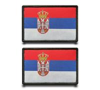 2pcs Patch Drapeau Serbie Balkans Serbie Drapeau Cousu Brodé Tactical Militaire Badges Crochet Et Boucle Drôle Appliques Anneaux Pour Gilets,Jeans,Sac À Dos,Vêtements,Vestes,Chapeau