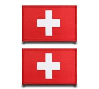 2pcs Patch Drapeau Suisse Tactical Patch,Entièrement Brodé Badges Appliques Anneaux Crochets Militaire Drôle Patch Pour Gilets,Sacs,Jeans,Sac À Dos,Vêtements,Vestes,Chapeau