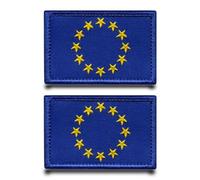 2pcs Patch Drapeau Union Européenne Bleu Militaire Badges Appliques Brodé Tactical Patch,Anneaux Crochets Drôle Patch Pour Gilets,Vestes,Chapeau,Sacs,Jeans,Sac À Dos,Vêtements