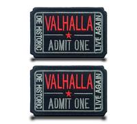 2pcs Patch Drapeau VALHALLA/ADMIT ONE Drôle Badges Appliques Brodé Tactical,Anneaux Crochets Patch Pour Sac À Dos,Vêtements,Sacs,Jeans,Gilets,Vestes,Chapeau