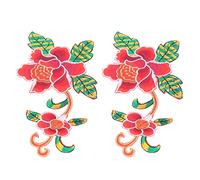 2pcs Patches Sewing Hand Stitching Decorative DIY Making Cotton Embroidered Flower Pattern Patch for Scrapbooking (Rouge)