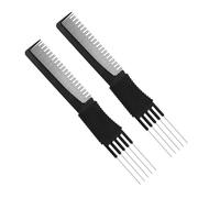 2pcs Peigne à Taquiner, Peigne à Double Tête Noir avec Fourche à Dents en Métal Outil de Coiffure pour Femmes Salon de Coiffure pour Cheveux Épais et Fins Gonflant et Coiffant les Cheveux