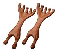 2pcs peigne de massage en bois, masseur de cuir chevelu Gua Sha à 5 grilles et outil relaxation des pieds, peigne thérapie méridienne naturelle pour la tête/le cou/le dos.