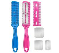 2PCS Peigne Rasoir Cheveux Ciseaux Desepaississant Coupe Fourche Cheveux | dual function styling, rust resistant blades, safe protective cover, ergonomic thick handle, easy blade replacement